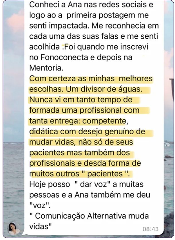 Depoimento de fonoaudióloga: um divisor de águas